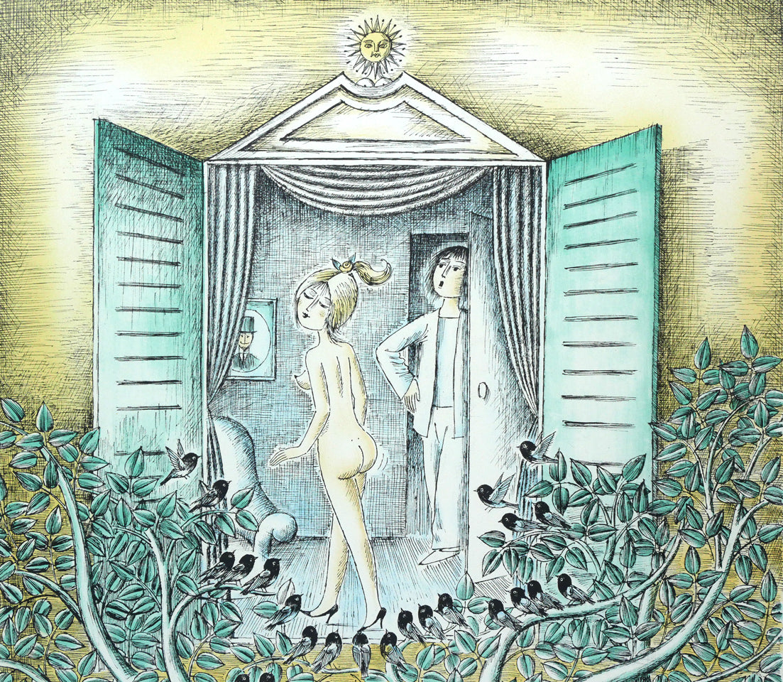 レイモン・ペイネ(Raymond Peynet)「みんなが見てるよ」リトグラフ 拡大画像1