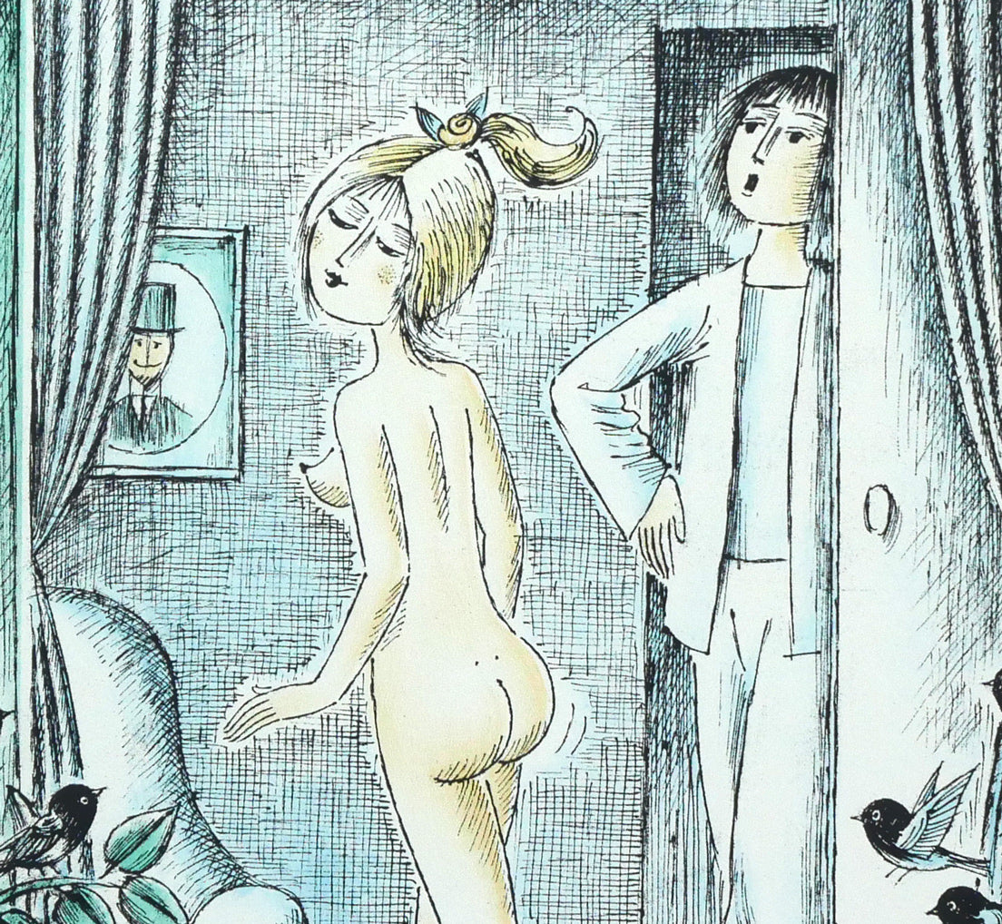 レイモン・ペイネ(Raymond Peynet)「みんなが見てるよ」リトグラフ 拡大画像2