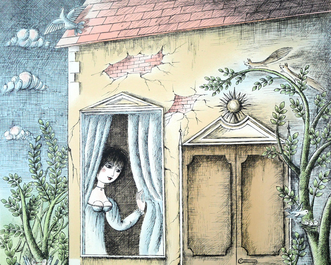 レイモン・ペイネ(Raymond Peynet)「内気な恋人」リトグラフ 拡大画像1