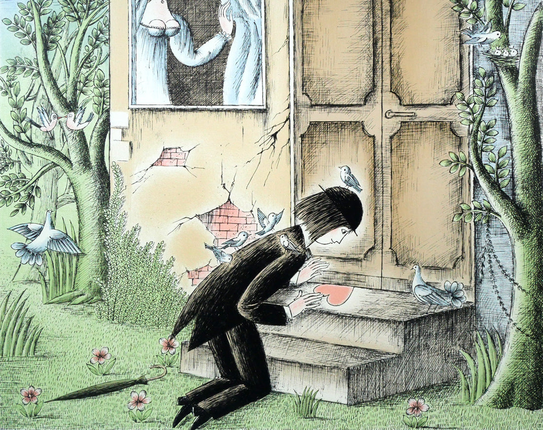 レイモン・ペイネ(Raymond Peynet)「内気な恋人」リトグラフ 拡大画像4