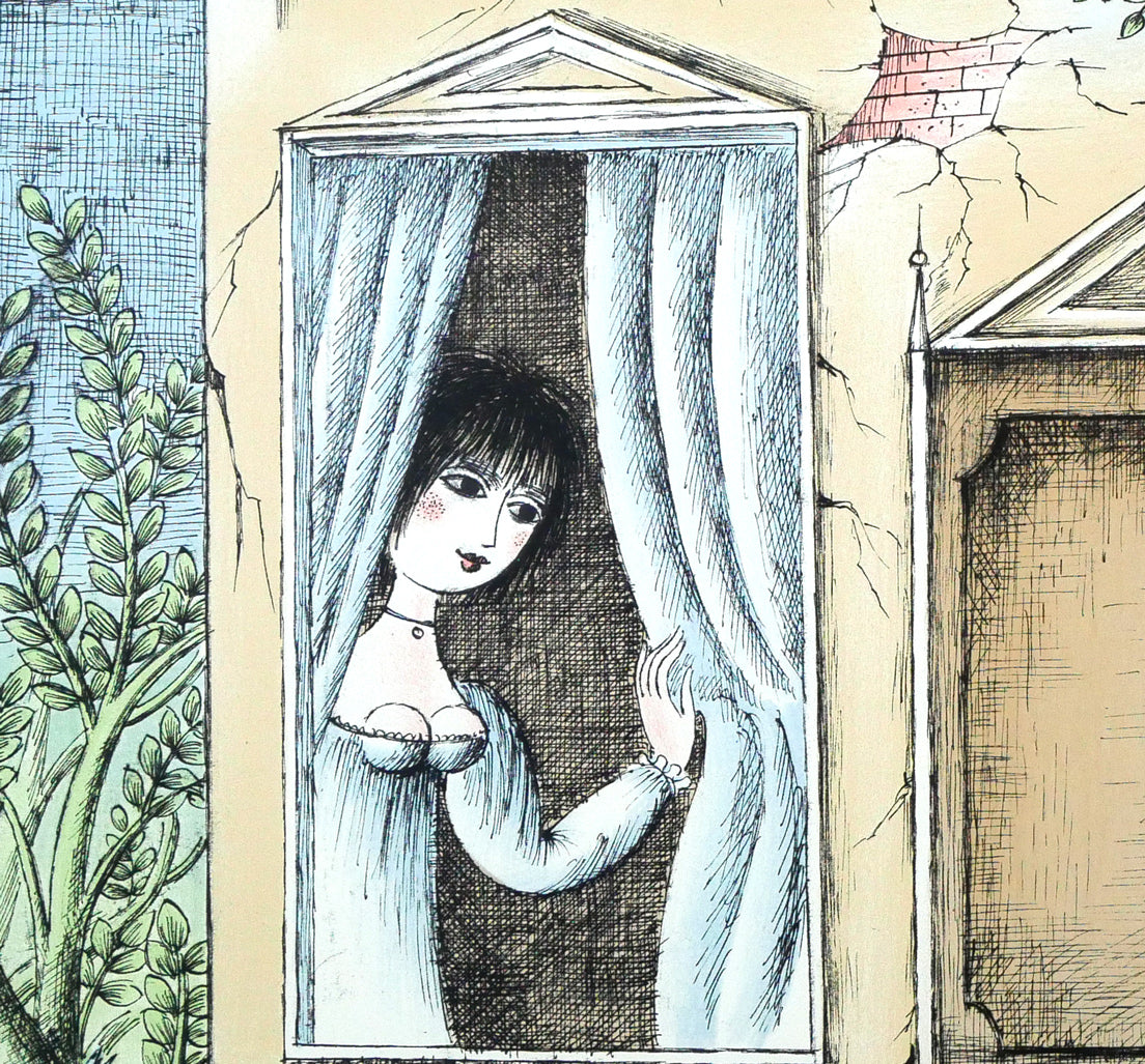 レイモン・ペイネ(Raymond Peynet)「内気な恋人」リトグラフ 拡大画像2