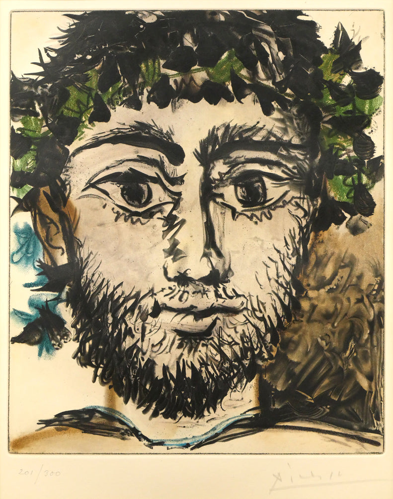 パブロ ピカソ(Pablo PICASSO)「牧神の顔(Tete de Faune)」アクアチント(銅版画) 作品全体画像