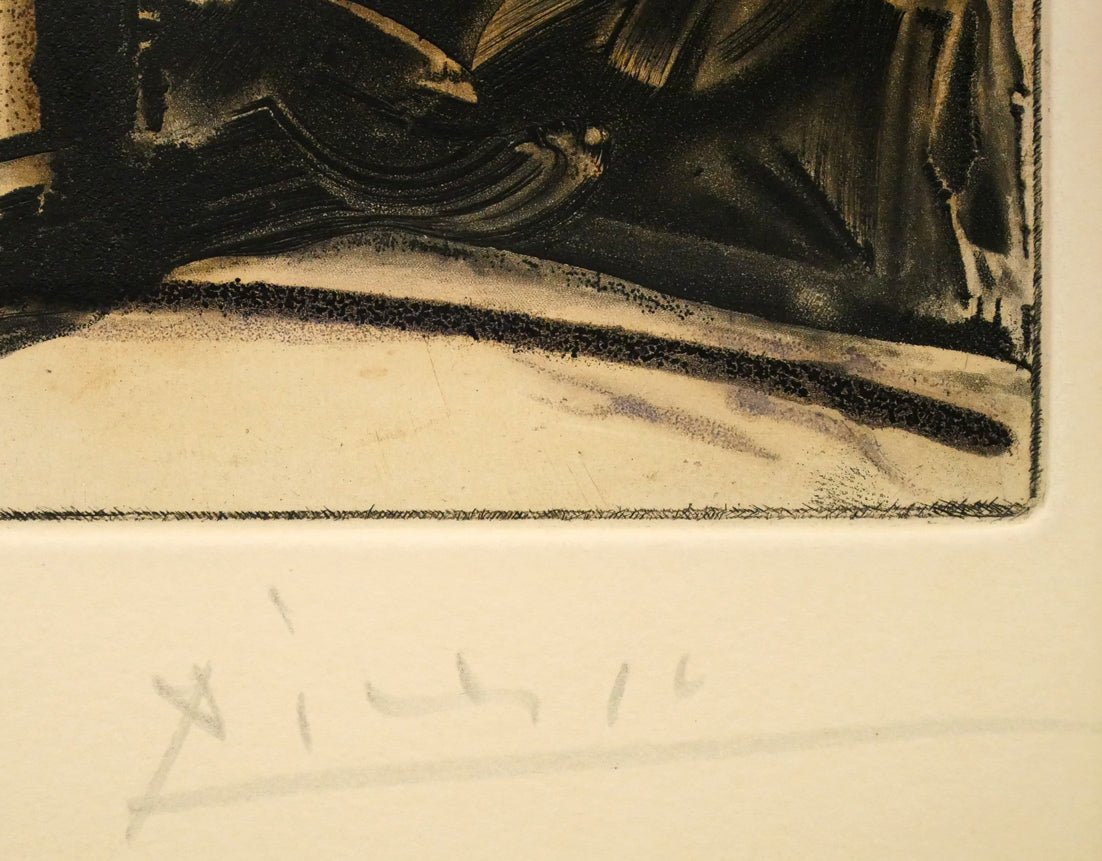 パブロ ピカソ(Pablo PICASSO)「牧神の顔(Tete de Faune)」アクアチント(銅版画) 本人直筆鉛筆サイン