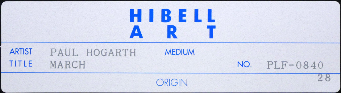 ポール・ホガース「MARCH」版画・限定サイン入り 額裏シール拡大画像