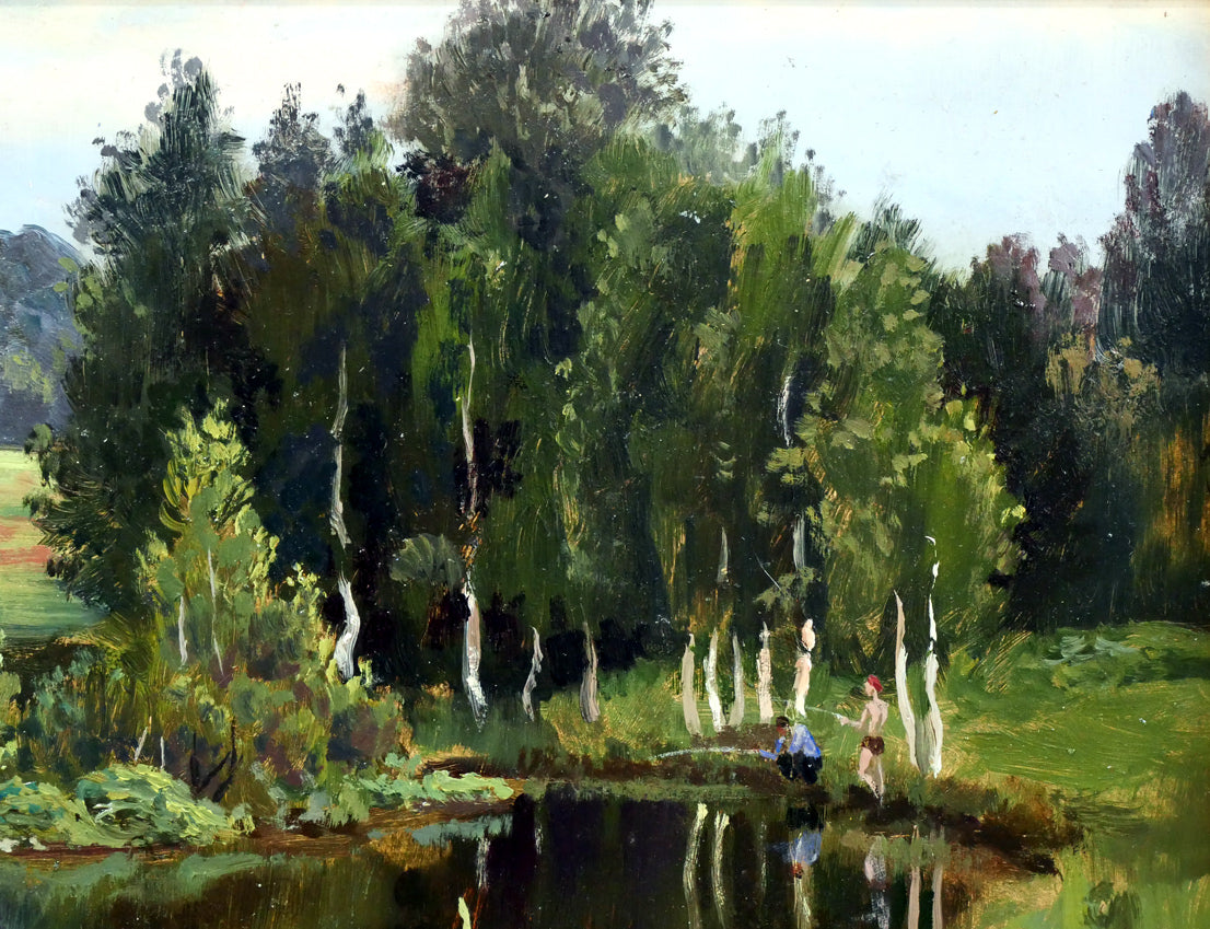 プガチョフ(Yuriy Vladimirovich PUGACHEV)「夏」油絵・変形6号・月光荘シール 拡大画像2
