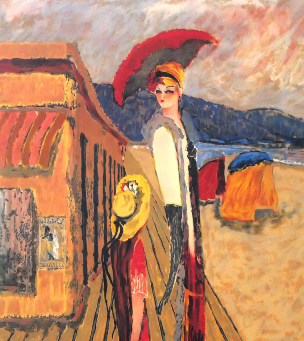 ラモン・ディレイ(Ramon Dilley)「ドーヴィルの砂浜」リトグラフ 拡大画像1