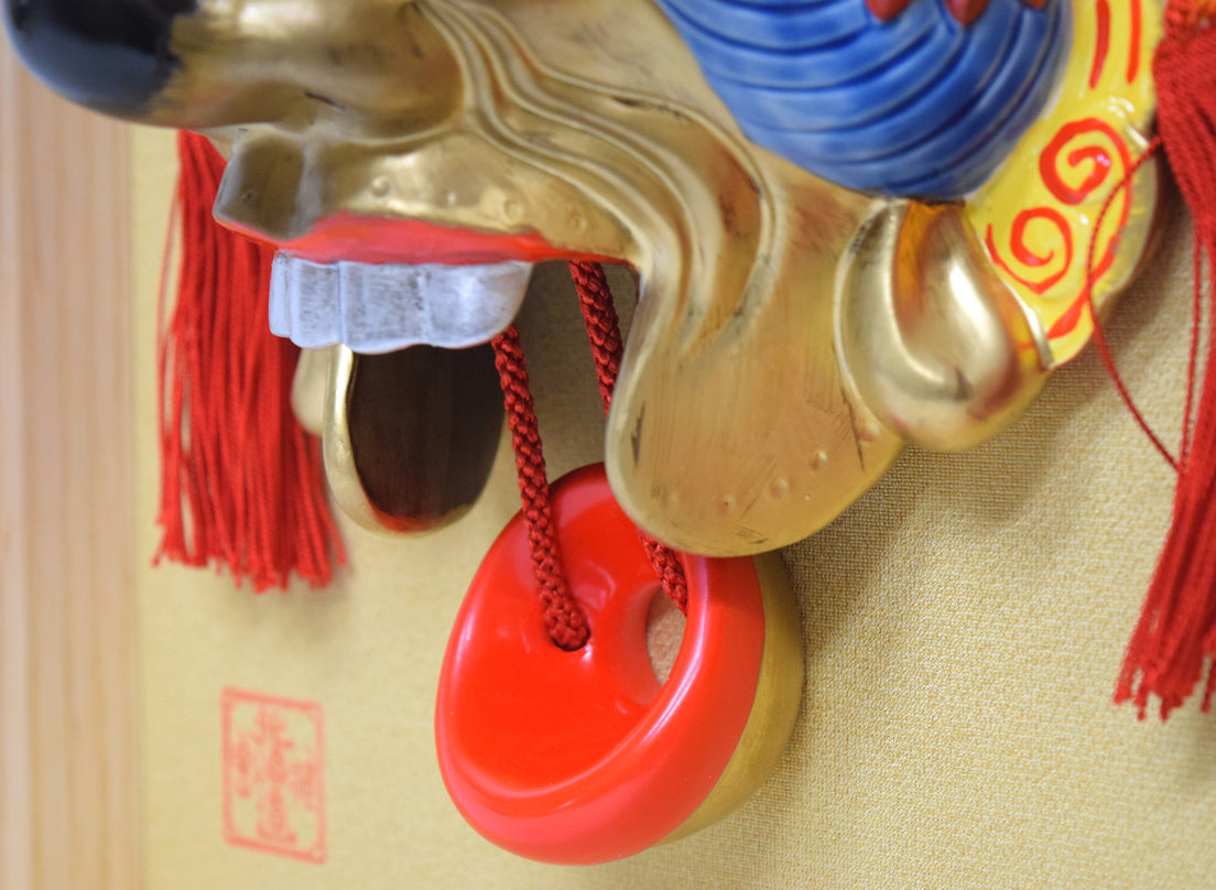 神宮舞楽「蘭陵王」陶製舞楽面額装品 拡大画像5