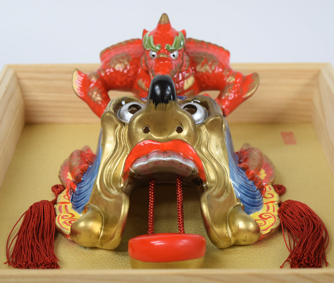 神宮舞楽「蘭陵王」陶製舞楽面額装品 拡大画像2