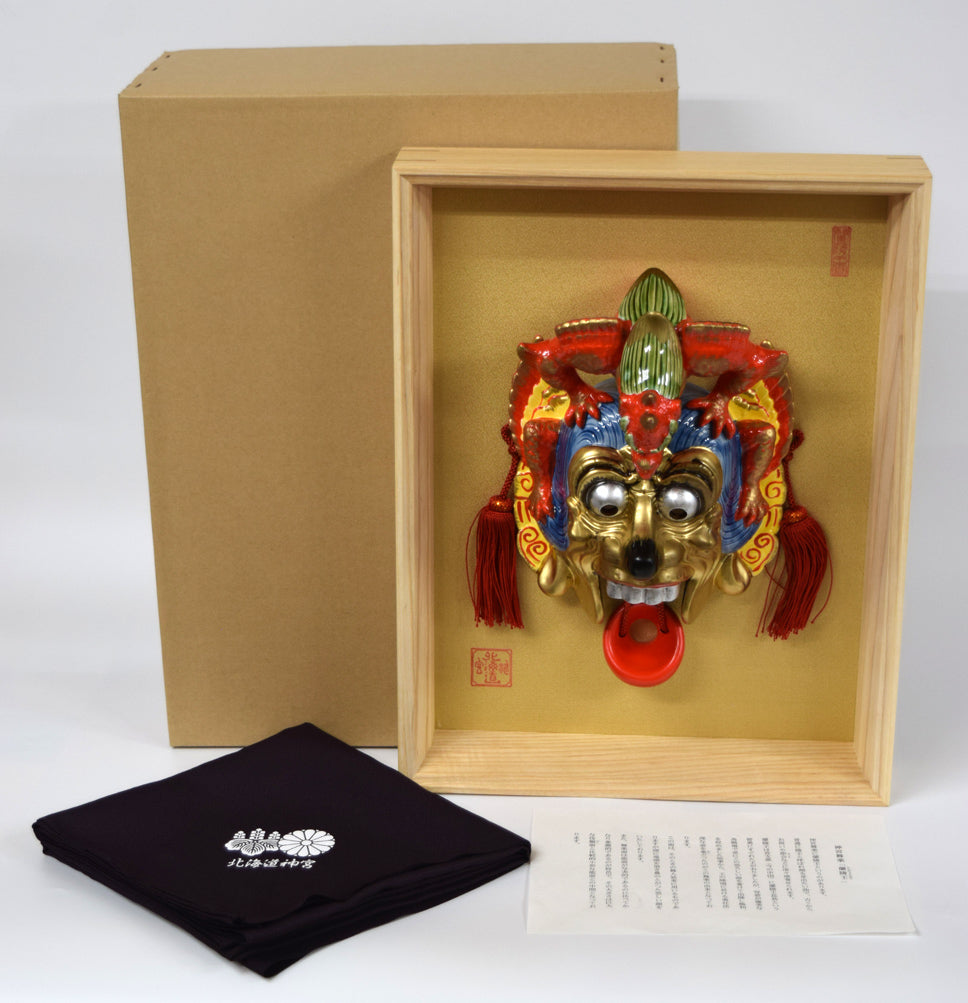 神宮舞楽「蘭陵王」陶製舞楽面額装品