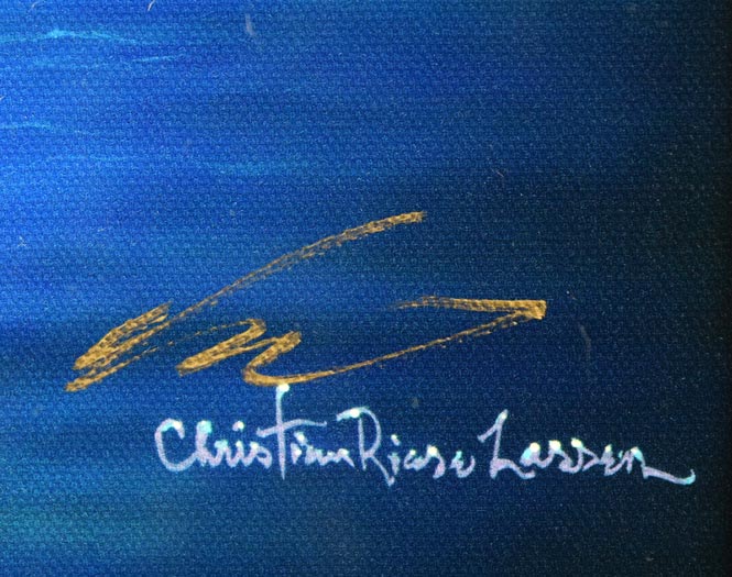 リスチャン リース ラッセン(Christian Riese Lassen)「ムーンドリーマー」ミクスドメディア版画に手彩色・キャンバスエディション 本人直筆金ペンサイン画像