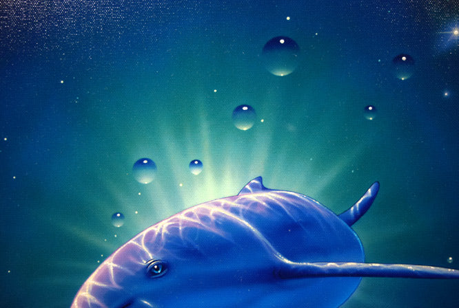 リスチャン リース ラッセン(Christian Riese Lassen)「ムーンドリーマー」ミクスドメディア版画に手彩色・キャンバスエディション 拡大画像2