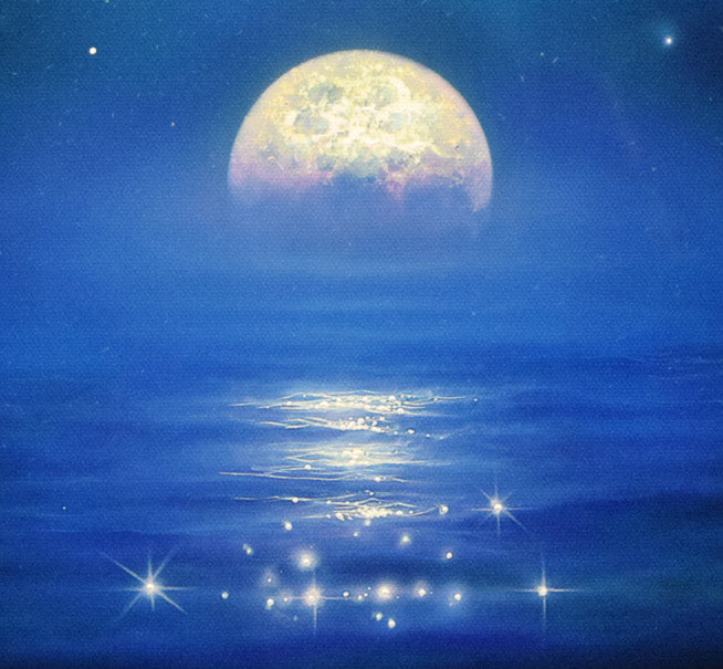 リスチャン リース ラッセン(Christian Riese Lassen)「ムーンドリーマー」ミクスドメディア版画に手彩色・キャンバスエディション 拡大画像5