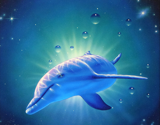 リスチャン リース ラッセン(Christian Riese Lassen)「ムーンドリーマー」ミクスドメディア版画に手彩色・キャンバスエディション 拡大画像1