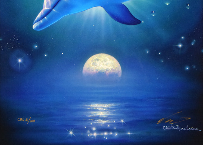 リスチャン リース ラッセン(Christian Riese Lassen)「ムーンドリーマー」ミクスドメディア版画に手彩色・キャンバスエディション 拡大画像4