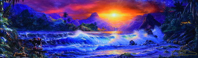 クリスチャン ラッセン(Christian Lassen)「ロマンティックサンセット(S)〔ディズニーコラボ作品〕」ミクスドメディア版画 作品全体画像