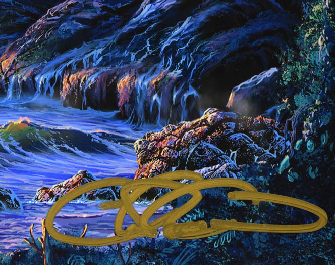 クリスチャン ラッセン(Christian Lassen)「ロマンティックサンセット(S)〔ディズニーコラボ作品〕」ミクスドメディア版画 サイン拡大画像