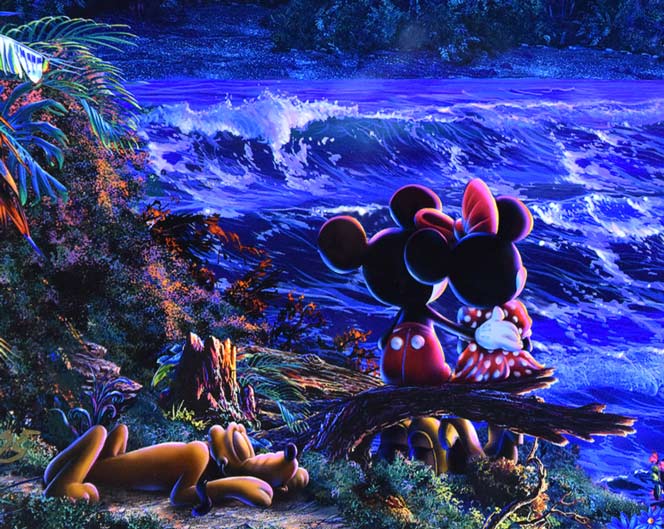 クリスチャン ラッセン(Christian Lassen)「ロマンティックサンセット(S)〔ディズニーコラボ作品〕」ミクスドメディア版画 拡大画像3