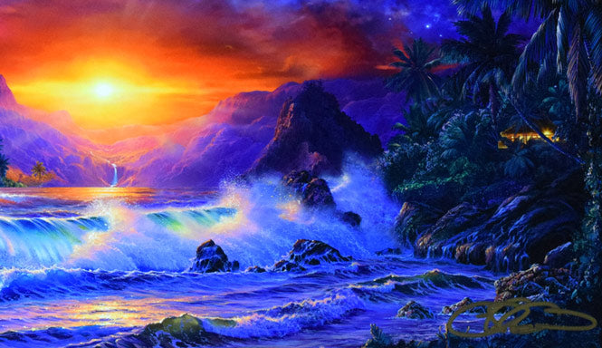 ラッセン「ロマンティックサンセット(S)〔ディズニーコラボ作品〕」ミクスドメディア版画 拡大画像2