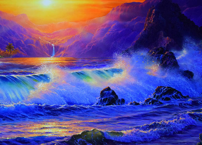 クリスチャン ラッセン(Christian Lassen)「ロマンティックサンセット(S)〔ディズニーコラボ作品〕」ミクスドメディア版画 拡大画像5