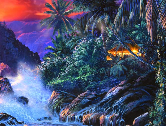 クリスチャン ラッセン(Christian Lassen)「ロマンティックサンセット(S)〔ディズニーコラボ作品〕」ミクスドメディア版画 拡大画像6