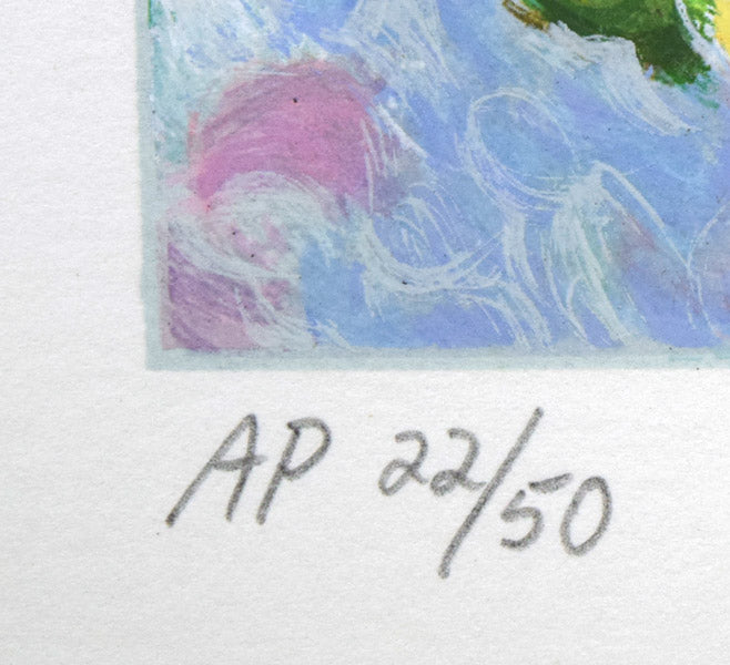 レスリー・セイヤー(Leslie SAYOUR)「カラフルテーブル」シルクスクリーン版画 限定番号(AP=作家保存版 ed,22/50)