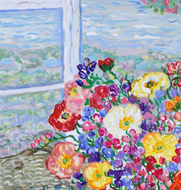 レスリー・セイヤー(Leslie SAYOUR)「カラフルテーブル」シルクスクリーン版画 拡大画像1