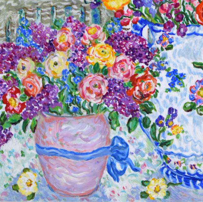 レスリー・セイヤー(Leslie SAYOUR)「カラフルテーブル」シルクスクリーン版画 拡大画像3