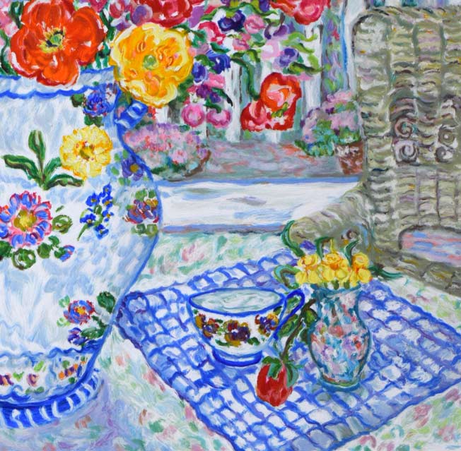 レスリー・セイヤー(Leslie SAYOUR)「カラフルテーブル」シルクスクリーン版画 拡大画像4