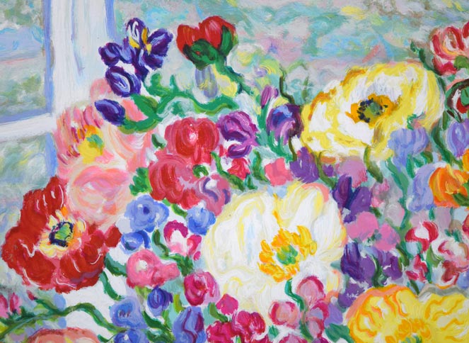 レスリー・セイヤー(Leslie SAYOUR)「カラフルテーブル」シルクスクリーン版画 拡大画像6