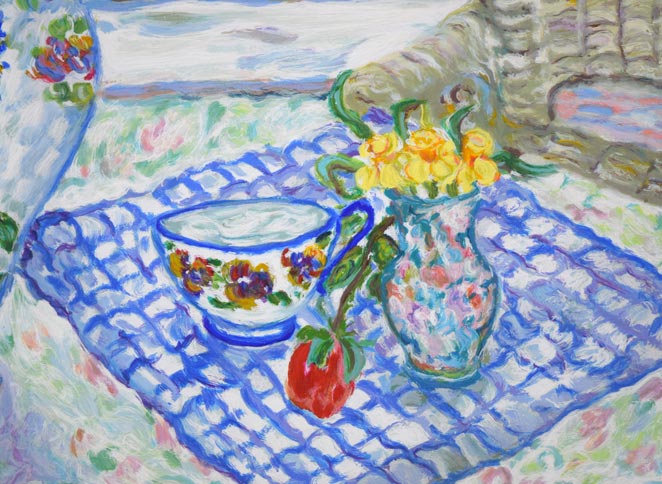 レスリー・セイヤー(Leslie SAYOUR)「カラフルテーブル」シルクスクリーン版画 拡大画像9