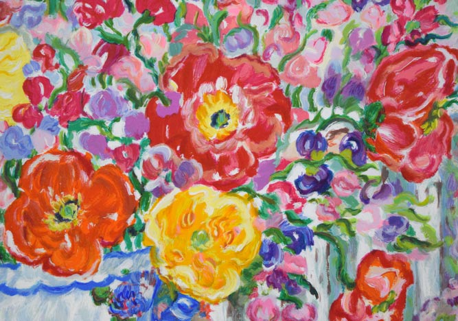 レスリー・セイヤー(Leslie SAYOUR)「カラフルテーブル」シルクスクリーン版画 拡大画像7