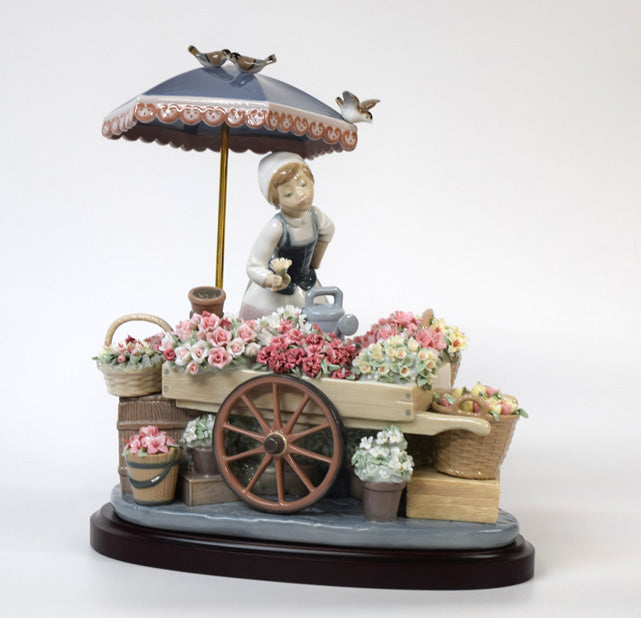 リヤドロ「公園通りの花屋さん」磁器フィギュア 作品全体画像1