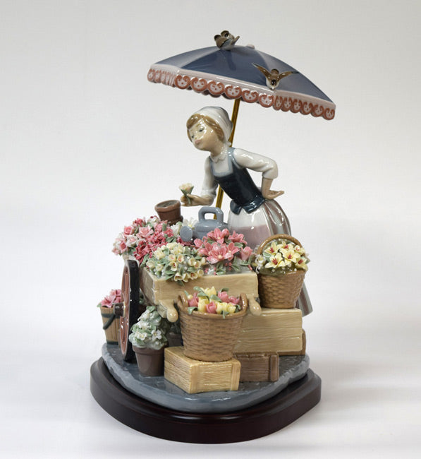 リヤドロ「公園通りの花屋さん」磁器フィギュア 作品全体画像2