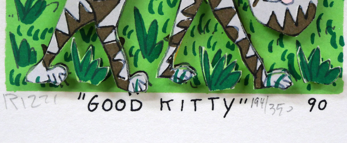 ジェームス・リジィ(JAMES RIZZI)「GOOD KITTY」3Dシルクスクリーン版画 サイン、タイトル、限定番号(ed,194/350)、年記(1990年作)