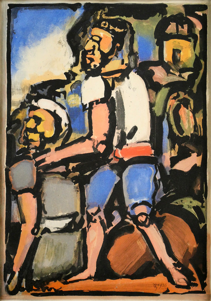 ジョルジュ ルオー(Georges ROUAULT)「農夫たち:『受難』より」アクアチント 作品全体画像