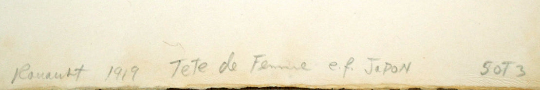 ジョルジュ ルオー(Georges ROUAULT)「横顔:『ユビュおやじの再生』より」銅版画 余白部分拡大画像2(Rouault 1919 TeTe de Femme e.f. JaPON)