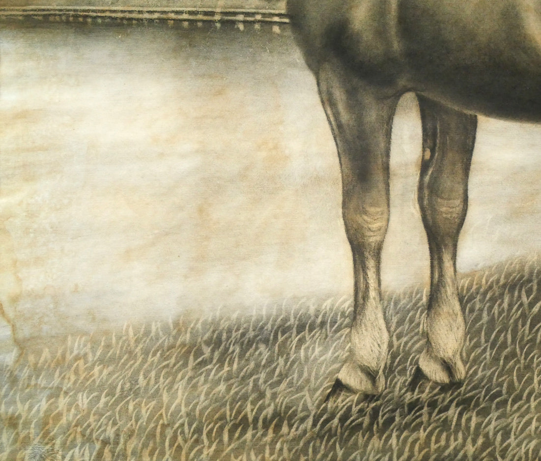 露山(畠中清喜)「馬」木炭画・水墨・10号大 拡大画像4