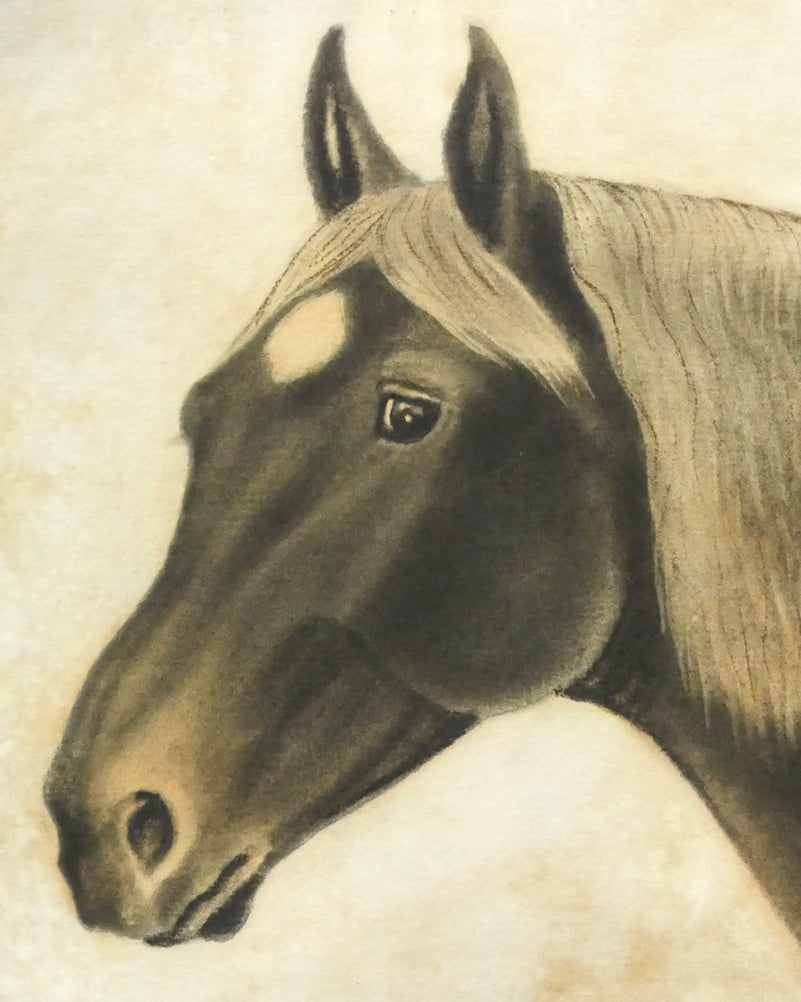 露山(畠中清喜)「馬」木炭画・水墨・10号大 拡大画像2