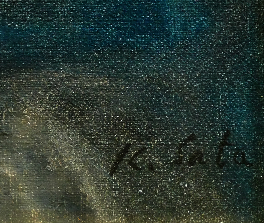 佐田興三「一輪の花(裸婦)」油絵・F4号 サイン拡大画像