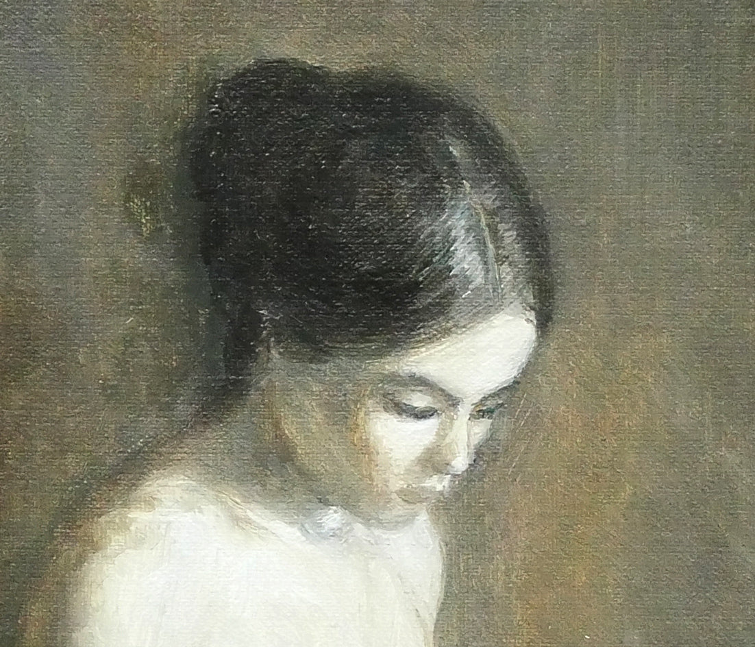 佐田興三「一輪の花(裸婦)」油絵・F4号 拡大画像2