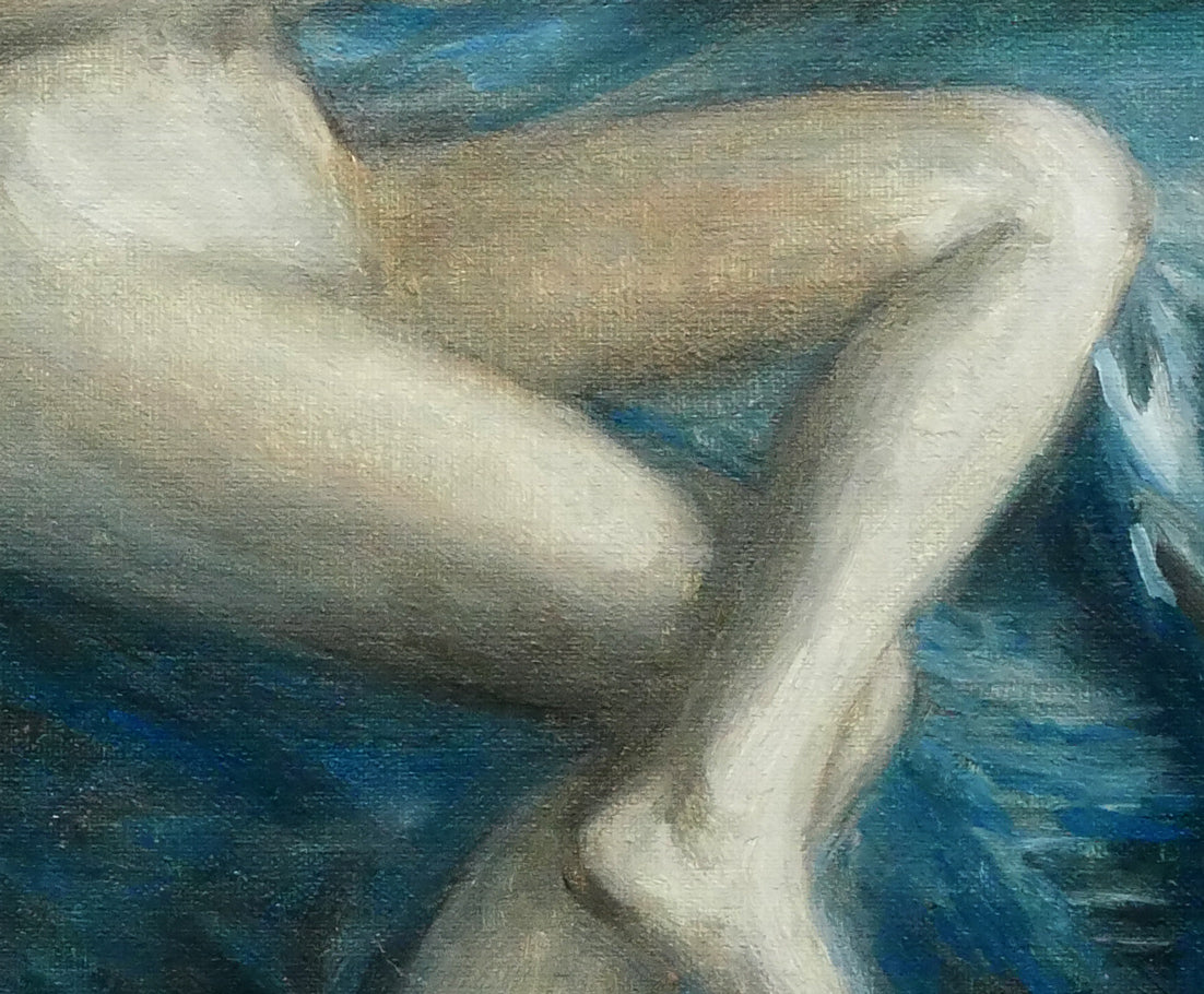 佐田興三「一輪の花(裸婦)」油絵・F4号 拡大画像5