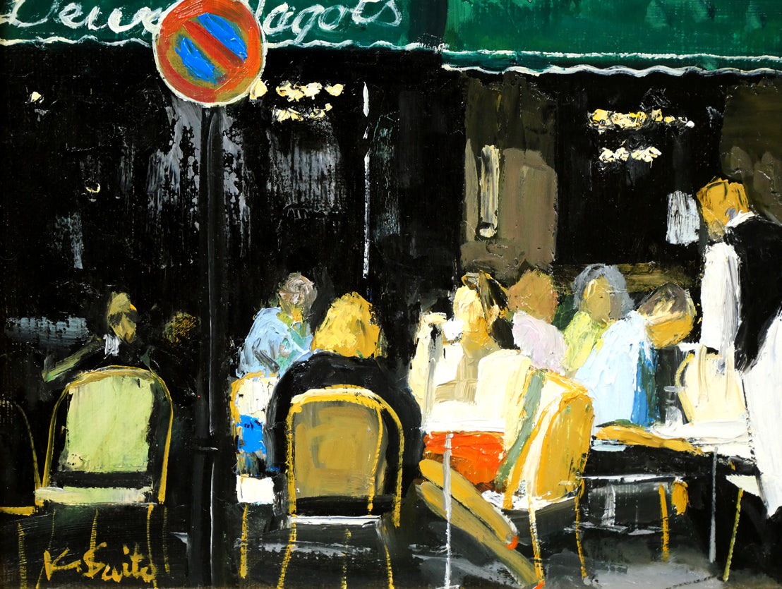 斉藤要「午後のカフェ(パリ)」油絵・F4号 拡大画像3