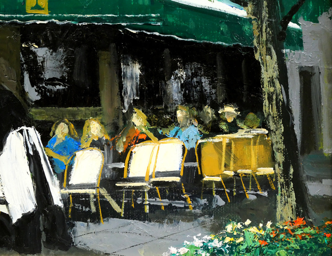 斉藤要「午後のカフェ(パリ)」油絵・F4号 拡大画像4