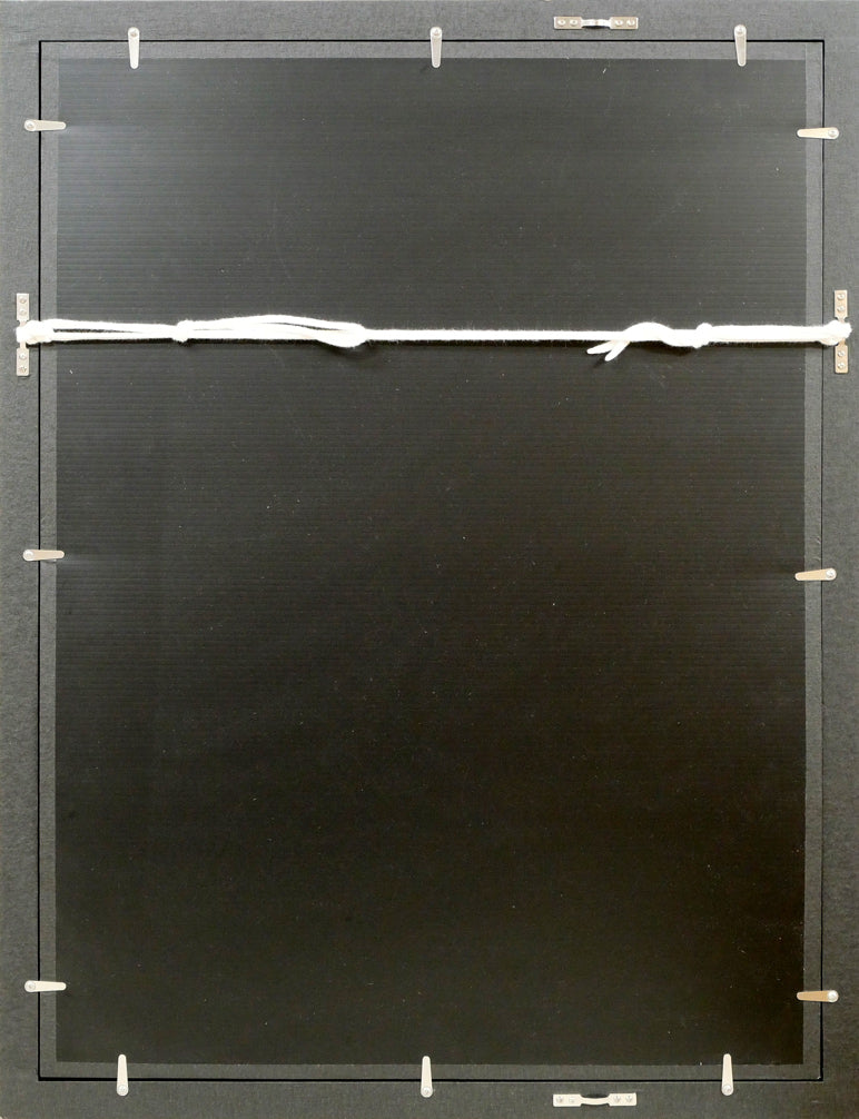 斎藤清「花と少女」木版画 額縁裏側画像