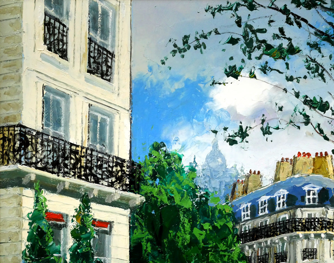 斉藤要「パリの街」油絵・F6号 拡大画像1