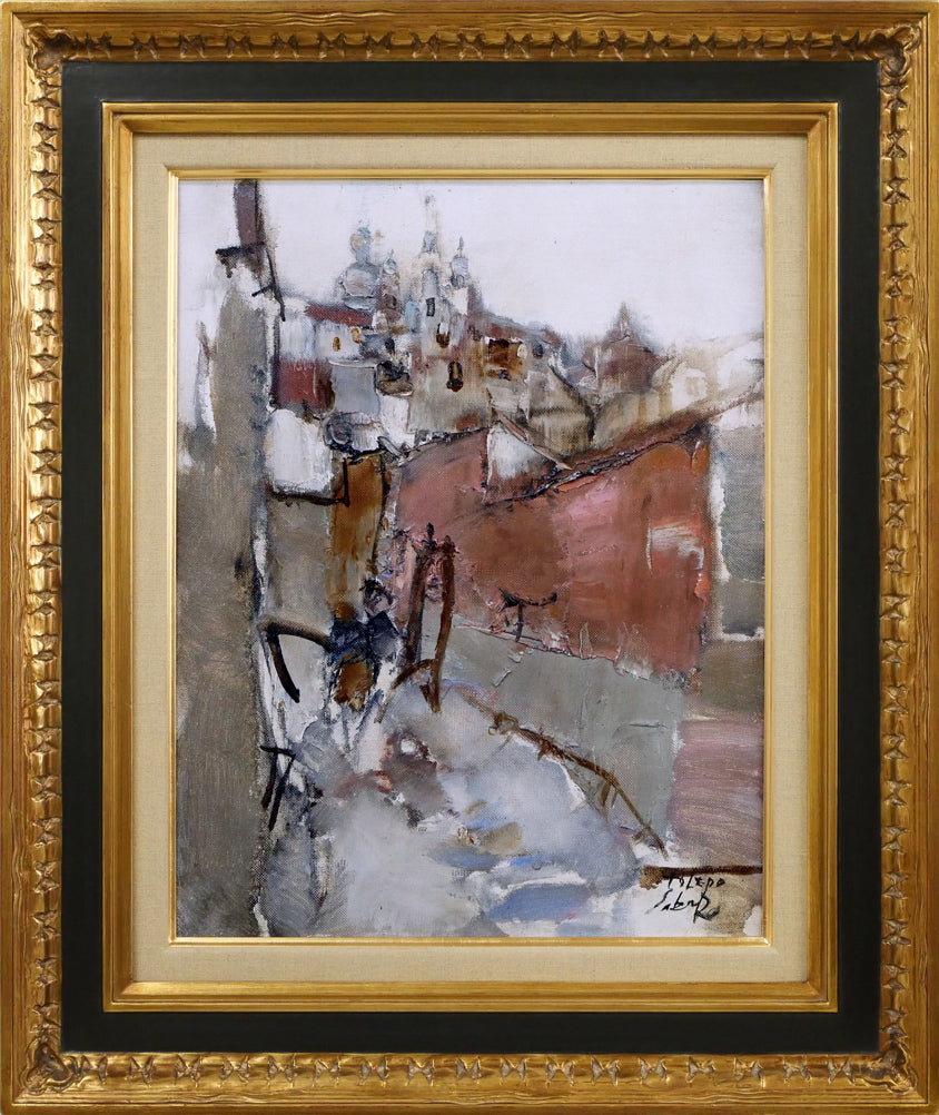 斎藤三郎「聖堂の見える風景(トレド)」油絵・F6号