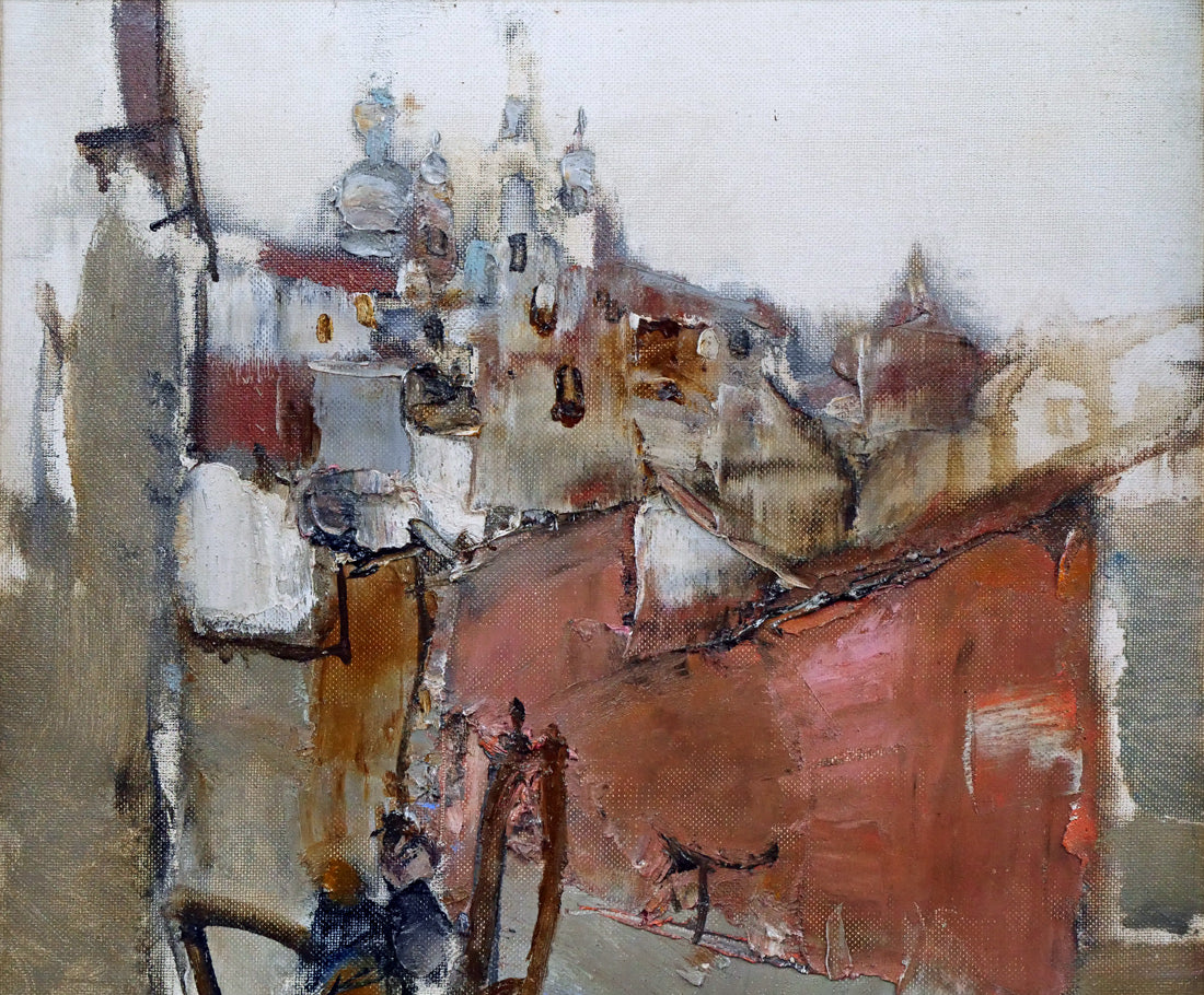 斎藤三郎「聖堂の見える風景(トレド)」油絵・F6号 拡大画像1