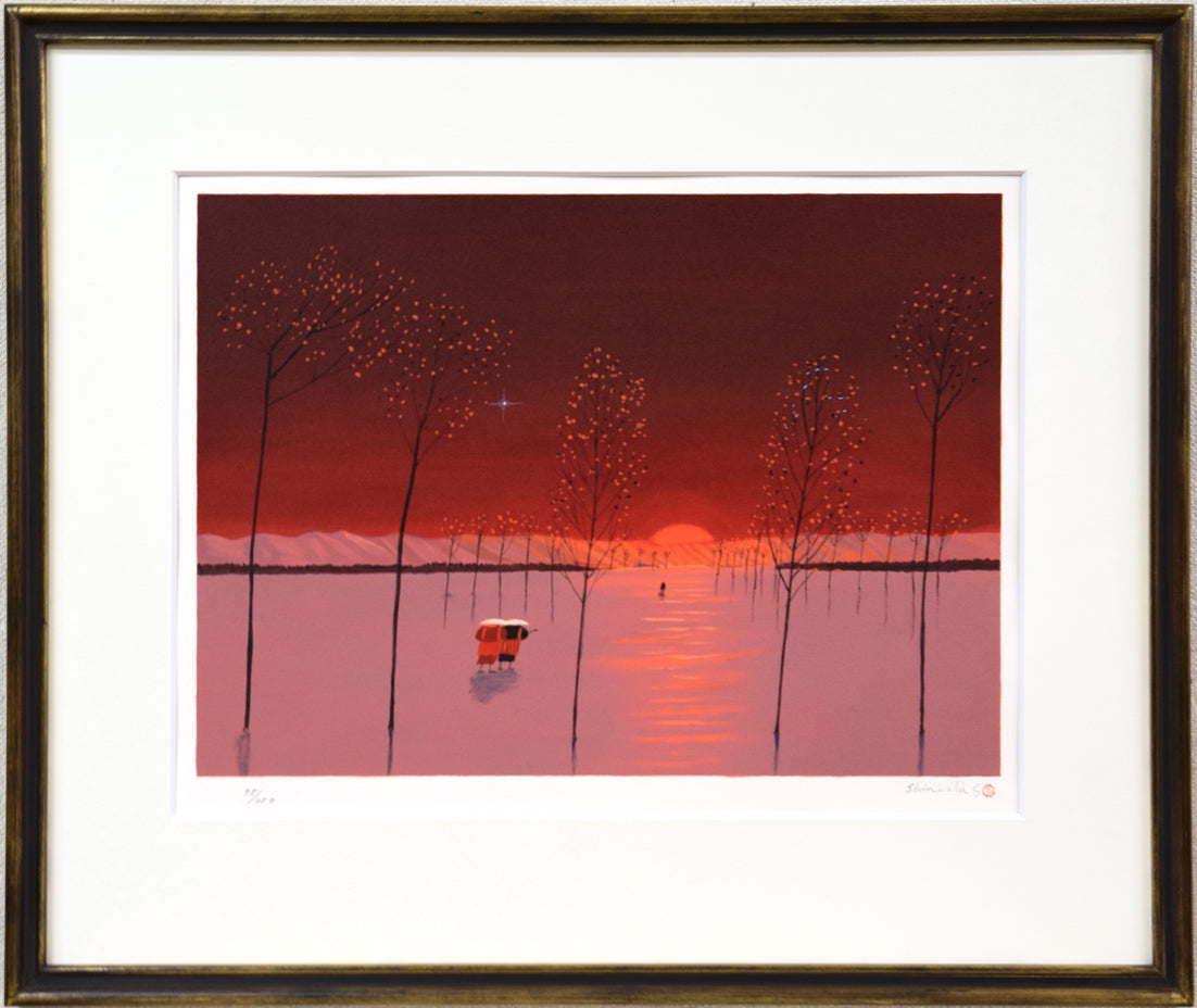 斎藤真一「朝の光」リトグラフ