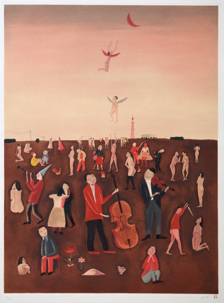 斎藤真一「蜂女」メゾチント(銅版画) 作品全体拡大画像