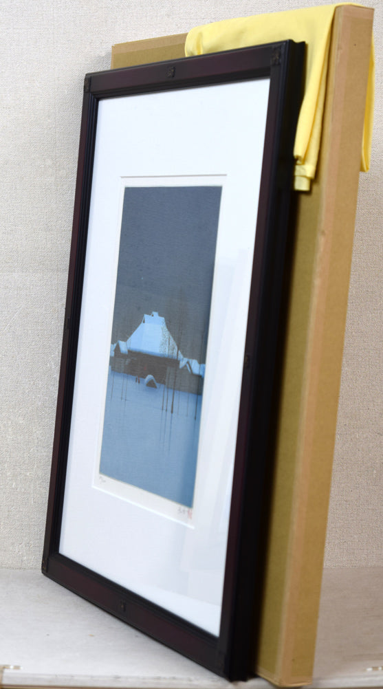 斎藤真一「星(「雪国」三部作)」銅版画 付属品画像(黄袋、差し箱)